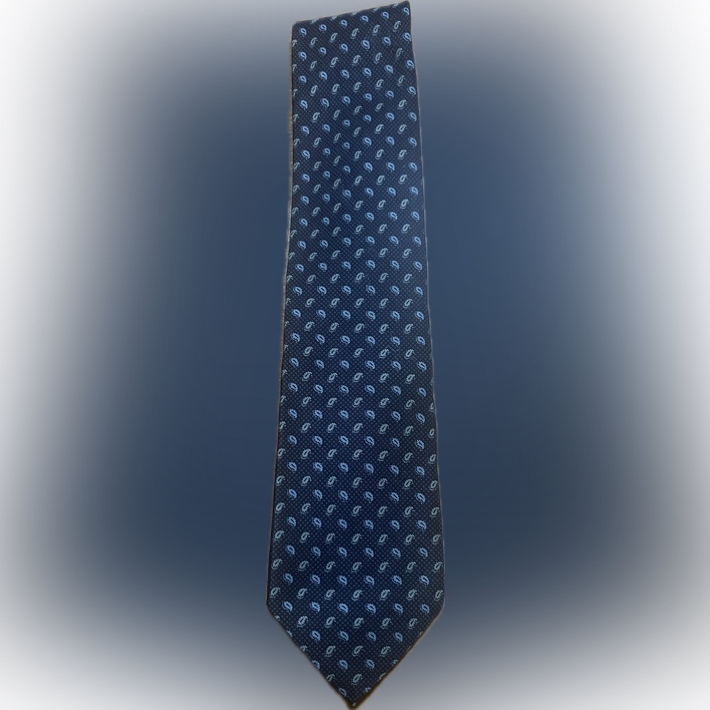 Biella G Vesta Collezioni Navy Blue Paisley Silk Mens Tie
